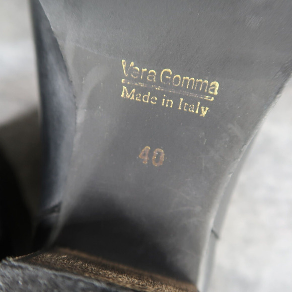 Greisy Shoes Womens 40 Bootie Leather Stacked Heel Buckle Strap Ankle Boot Black - Picture 13 of 16